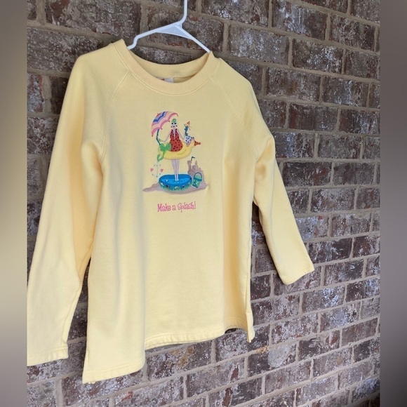 Quacker Factory Yellow Sweatshirt Make a Splash Size Medium Like New - Picture 4 of 9